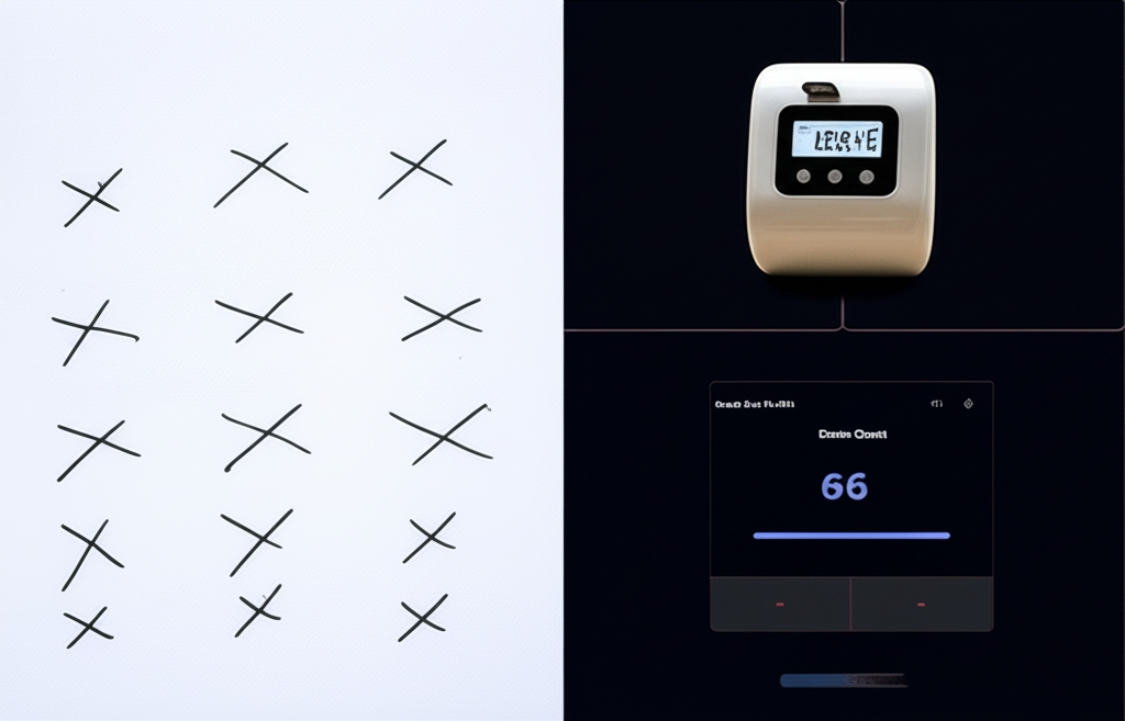 Paper tally marks vs digital counter interface